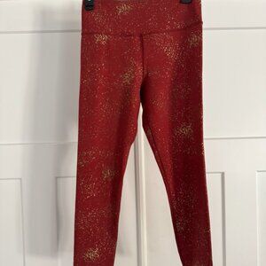 Zyia Active Red Gold Splatter Leggings | Size 6-8